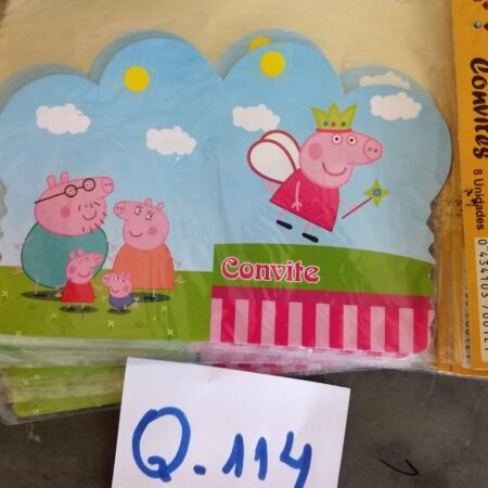 Q-114: convite para festa -  Pepa - Pacote com 8 unidades