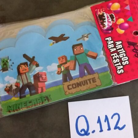 Q-112: convite para festa - Minecraft - Pacote com 8 unidades -