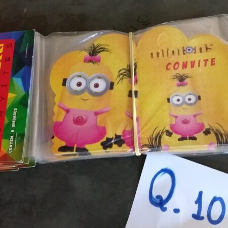 Q-107: convite para festa: Minions - Pacote com 8 unidades