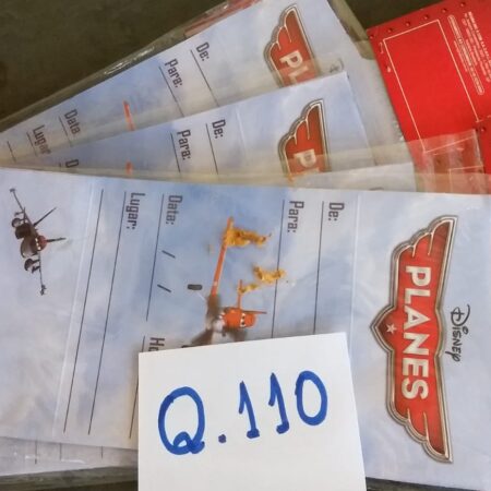 Q-110: convite para festa - Disney Planes - Pacote com 8 unidade