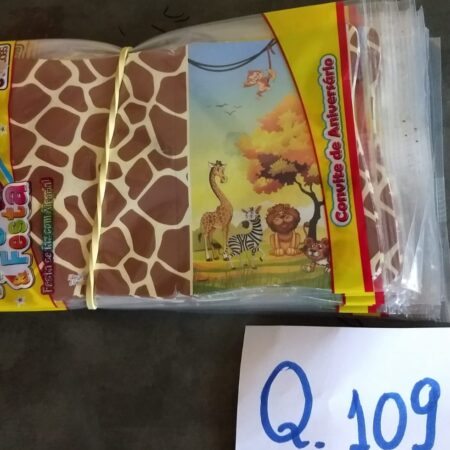 Q-109: convite para festa: Madagascar - Pacote com 8 unidades