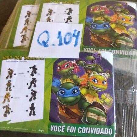 Q-104: convite para festa: Tartarugas Ninjas - Pacote com 8 unidade
