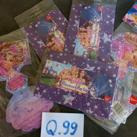 Q-99: convite para festa: Barbie - Pacote com 8 unidades