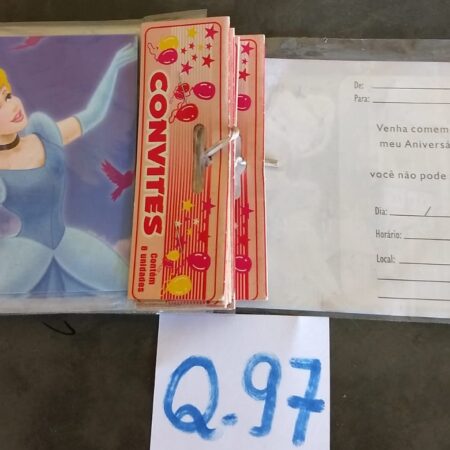 Q-97: convite para festa: Cinderela - Pacote com 8 unidades