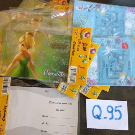 Q-95: convite para festa: Sininho - Pacote com 8 unidades