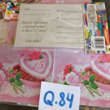 Q-84: convite para aniversário de 15 anos - Pacote com 8 unidades