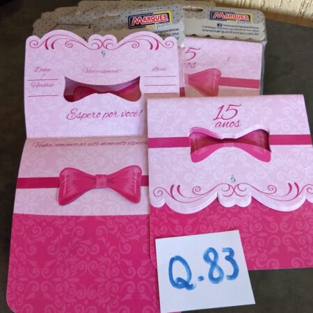 Q-83: convite para aniversário de 15 anos - Pacote com 8 unidades