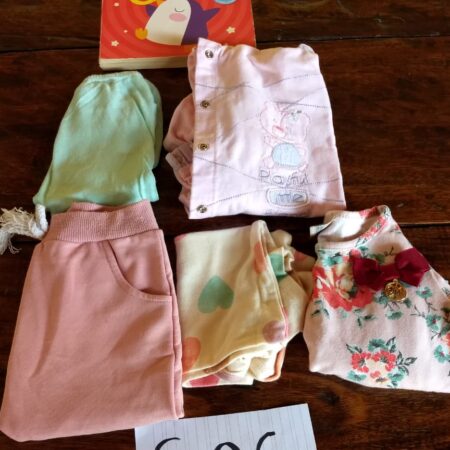 S-06: FEMININO: macaquinho de malha; blusa de manga comprida floral; calça com pezinho; blusa de manga curta