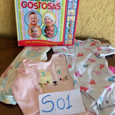 S-01: FEMININO: 2 calças compridas de malha; 2 bodys