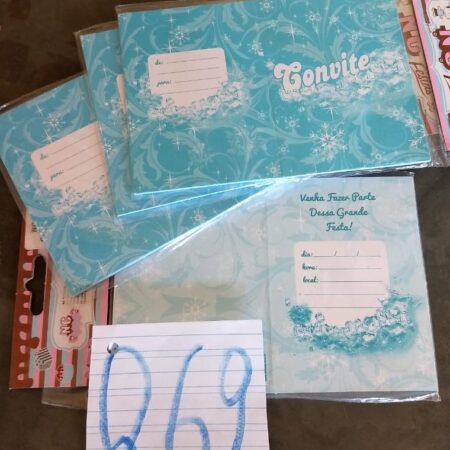 Q-69: convite para festa, cor azul - Pacote com 10 unidades