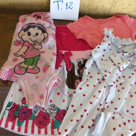 T-12: FEMININO: bodys (verão/inverno - 9 meses); vestido (6 meses); maiô (6/9 meses)